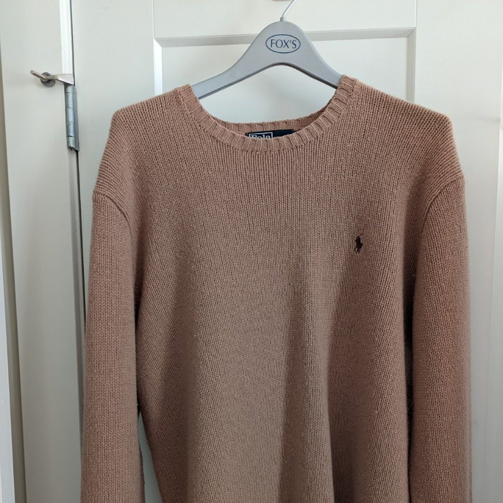 Men's Wool/Rabbit Hair Sweater - Polo by Ralph Lauren - Large - Tan
